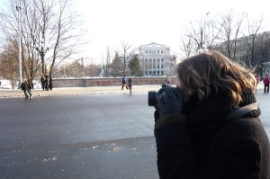 me taking a photo of the Freedom Monument